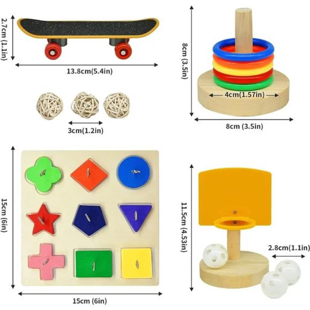 Bird Toys For Parakeets,5pcs Parrot Toys Set Include Bird Basketball Toy, Block